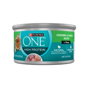 Purina ONE Natural, High Protein Cat Food, Chicken and Turkey Recipe in Gravy