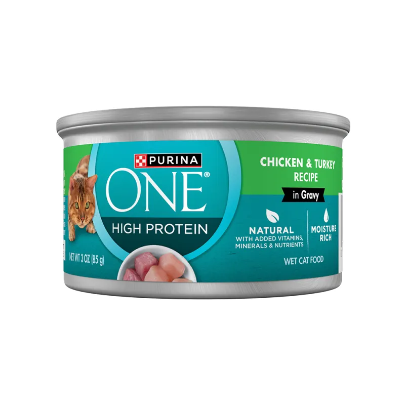 Purina ONE Natural, High Protein Cat Food, Chicken and Turkey Recipe in Gravy