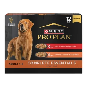 Pro Plan Complete Essentials Chicken & Vegetables and Beef & Vegetables in Gravy Wet Dog Food Variety Pack