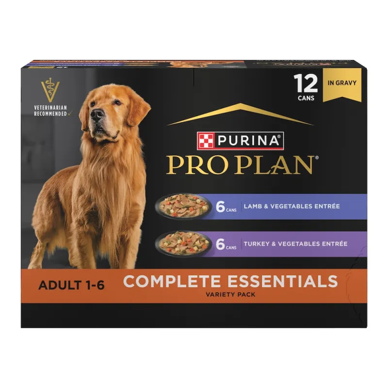 Pro Plan Complete Essentials Lamb & Vegetables and Turkey & Vegetables in Gravy Wet Dog Food Variety Pack