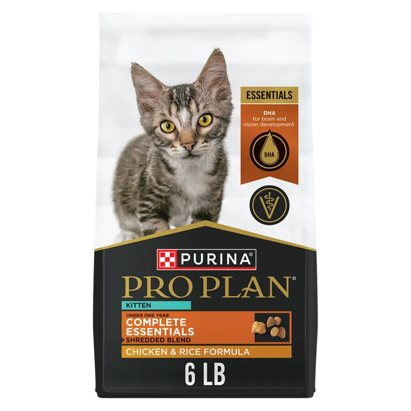 Pro Plan Kitten Complete Essentials Shredded Blend Chicken & Rice Formula Dry Cat Food