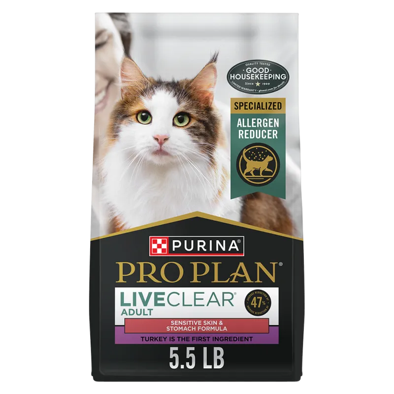 Pro Plan LiveClear Adult Sensitive Skin & Stomach Turkey & Oatmeal Formula Allergen Reducing Dry Cat Food