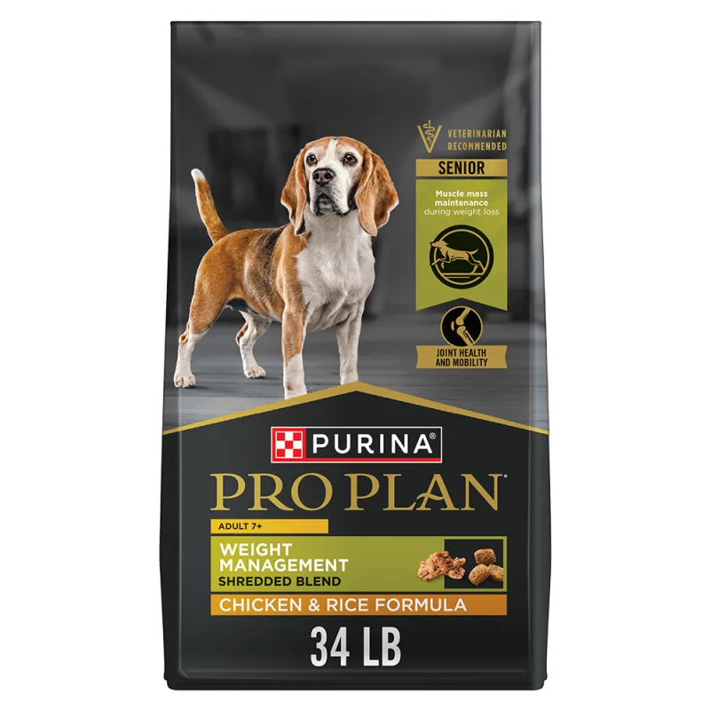 Pro Plan Adult 7+ Shredded Blend Weight Management Chicken & Rice Formula Senior Dry Dog Food