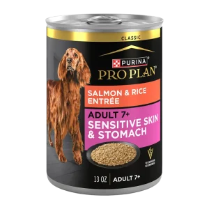 Purina Pro Plan Adult 7+ Sensitive Skin & Stomach Salmon & Rice Entrée Classic Wet Dog Food