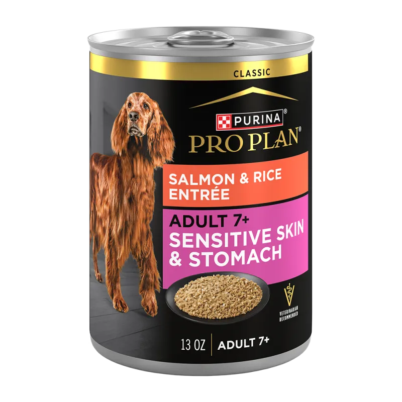 Purina Pro Plan Adult 7+ Sensitive Skin & Stomach Salmon & Rice Entrée Classic Wet Dog Food
